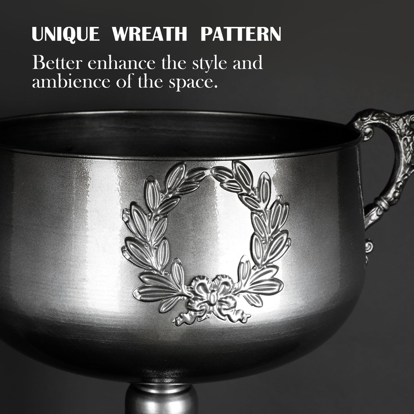 WORTH 22.5" H. Tall Floor Urn Vase - 15.3" Dia. Classic Bowl Metal Planter Plant Pot - Glossy Black Bowl Flower Vase for Party Event Home Decor - Decorative Outer Pot