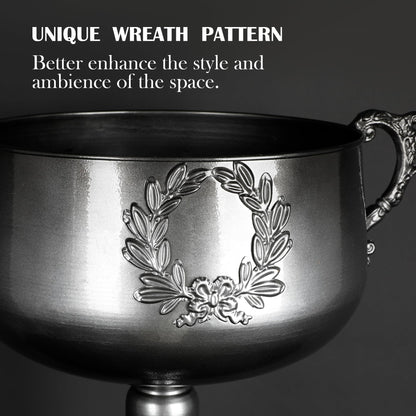 WORTH 22.5" H. Tall Floor Urn Vase - 15.3" Dia. Classic Bowl Metal Planter Plant Pot - Glossy Black Bowl Flower Vase for Party Event Home Decor - Decorative Outer Pot