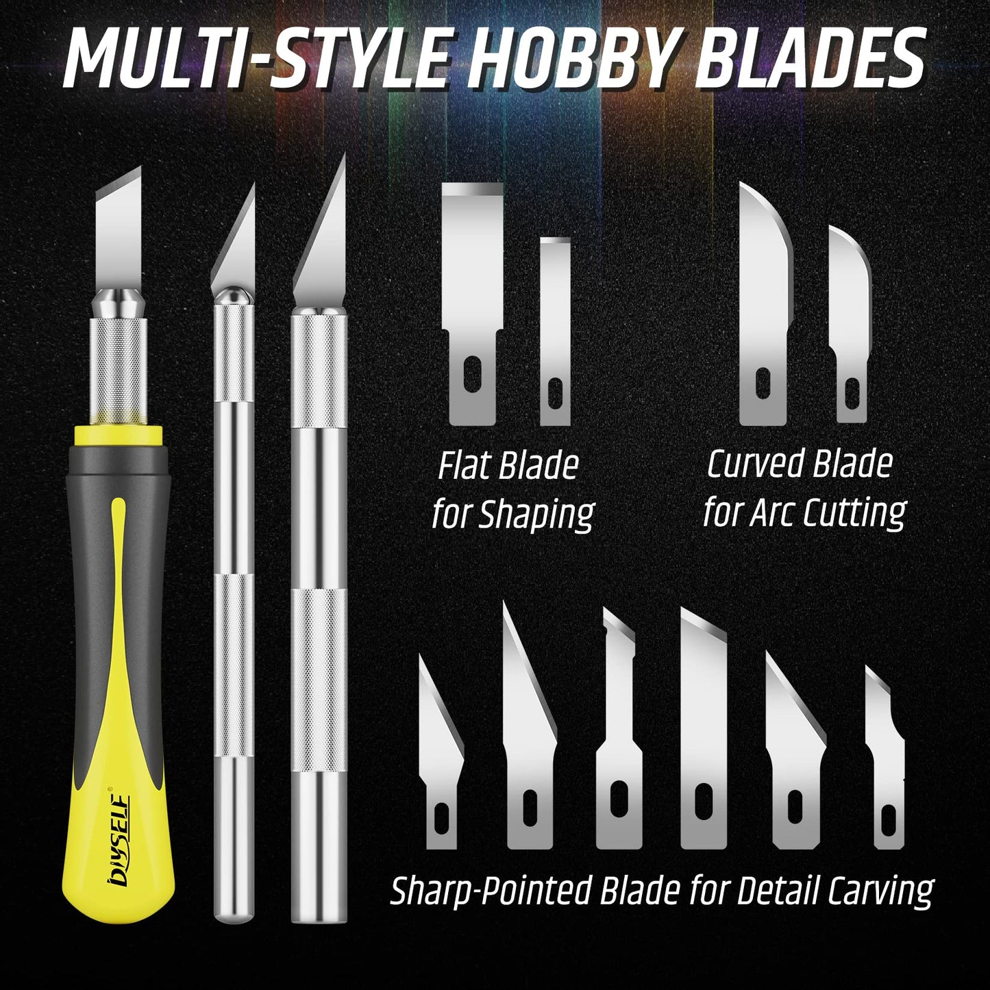 DIYSELF 16-Piece Craft Knife Set, Exacto Knife Set, 3-Piece Hobby Knife with 10-Piece Exacto Knife Blades, Precision Art Knife for Pumpkin Carving, Modeling, Exactly Knife, Pumpkin Carving Tools