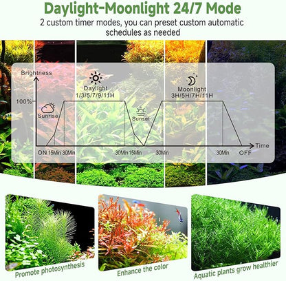 hygger LED Aquarium Light with Timer, 30W Full Spectrum Fish Tank Plant Growth Lamp, 24 H Remote Control, Adjustable Brightness & 10 Colors, Extendable Bracket, Power-Off Memory, Fits 30-36 Inch Tank