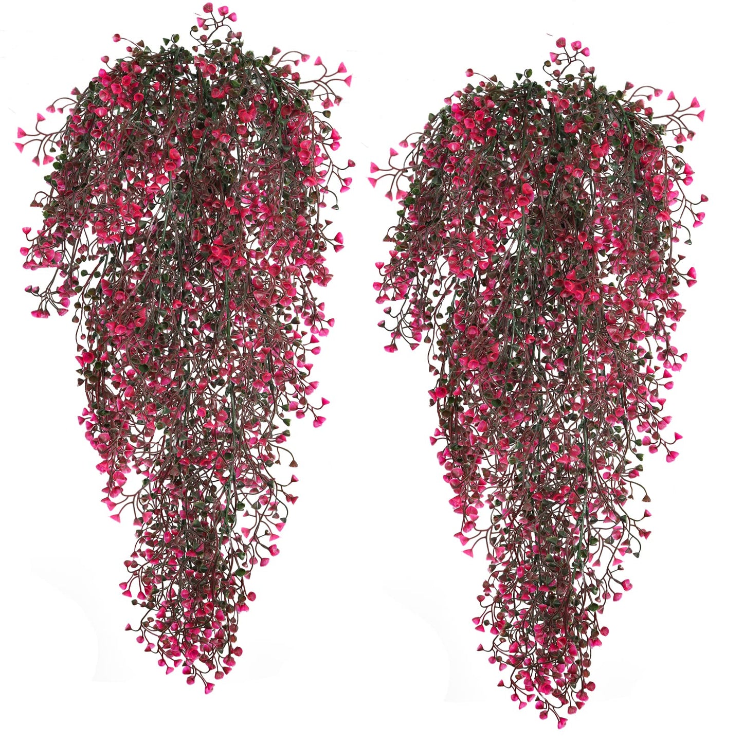 RECUTMS Hanging Fake Vine Plants 4 Pcs Artificial Large Garland Faux Flower Ferns Plant Baby Breath Ivy Room Wall Decor Home Office Garden Wedding Party Indoor Outdoor Decor (Pink)