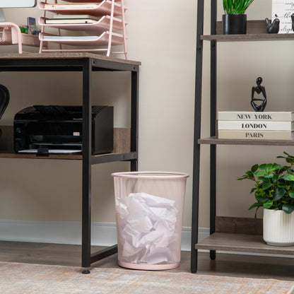 Mind Reader Mesh Trash Can, 16.65L (4.4 gal), Waste Paper Basket, Round, Office, Metal Mesh, Pink