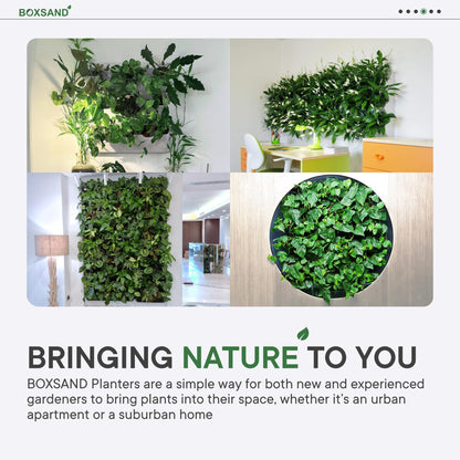 BOXSAND-6 Vertical Wall Planter (12"x26", Black, No Pots) – Living Wall for 6 Plants, Indoor/Outdoor Vertical Garden System, Easy 2-Screw Install