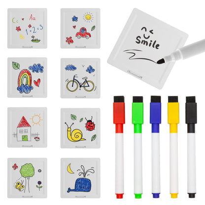Canvas Tiles Whiteboard with 8 Magnetic Building Tiles & 5 Marker Pens Expansion Construction Blocks STEAM Learning Kits Educational Toy Set Preschool Toddler Child Kids Ages 3+ PicassoTiles