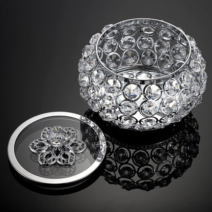 Hipiwe Crystal Jewelry Trinket Box with Glass Lid Silver Mirrored Treasure Box Decorative Jewelry Box Ring Earrings Necklace Storage Keepsake Box Gift for Women