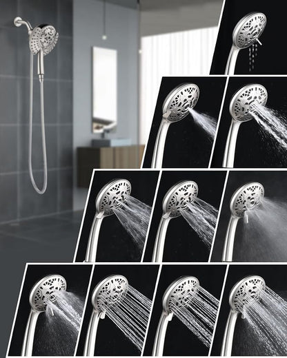 INAVAMZ Shower Head with Handheld High Pressure: Hand Held Shower Head & Rain Shower Head 2-IN-1 Shower Head with 59" Rotatable Stainless Steel Hose, Shower Trim Systems, Nickel 2.5 GPM 15391