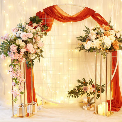 Bigsee 10pcs Column Pedestal Pillar Plant Stand Wedding Centerpieces for Tables Geometric Metal Flower Stand Gold, 31.5 Inch Tall Floor Vase Column Flower Holder for Wedding Party Table Decorations