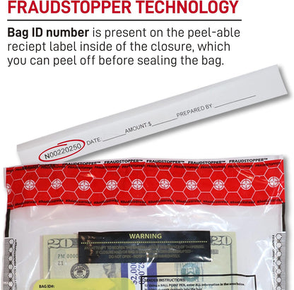 Nadex 9 x 12 Inch Tamper Evident Bank Deposit Bags with FRAUDSTOPPER Level 4 Security, 500 Pack (Clear)
