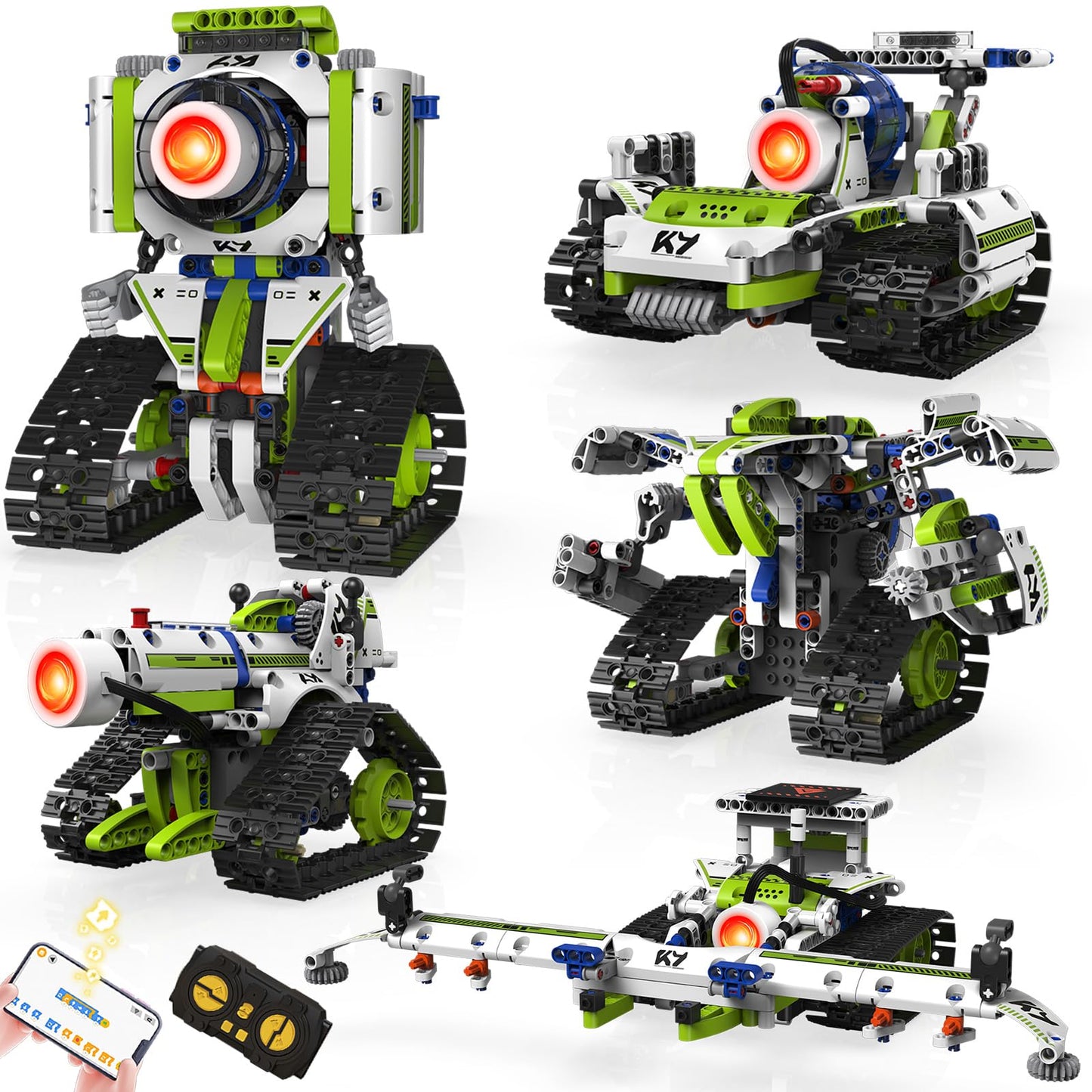 Ansnibe Robot Building Kit with APP/Remote Control STEM Gifts for Boys Age 6-16,Technic Coding Robotic Toys for Kids Birthday, Buildable 5in1 Models with 337+ Pieces