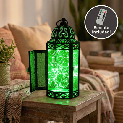 Vela Lanterns Decorative Indoor Fairy Light Candle Holder, Green, M