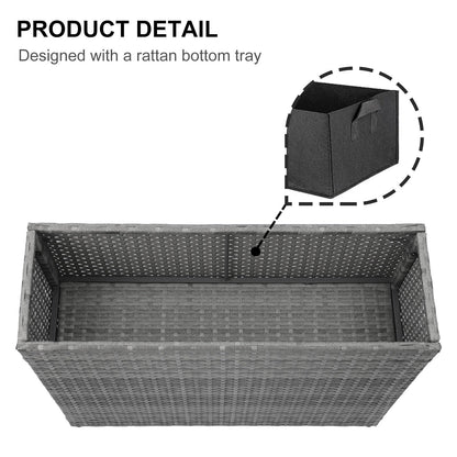 SUNNYPARK Tall Rectangular Planter with Removable Liner, All-Weather PE Rattan Large Modern Planters Indoor Outdoor Flower Plant Pots Garden Box Patio Yard Front Porch Deck