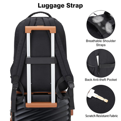 Tzowla School Backpack for Teen Girs and Boys,15.6 Inch Laptop Bookbag for 14-18 Teenage,Lightweight Students Backpacks for College/Campus/High Shool,Water Resistant Casual Daypack(Black)