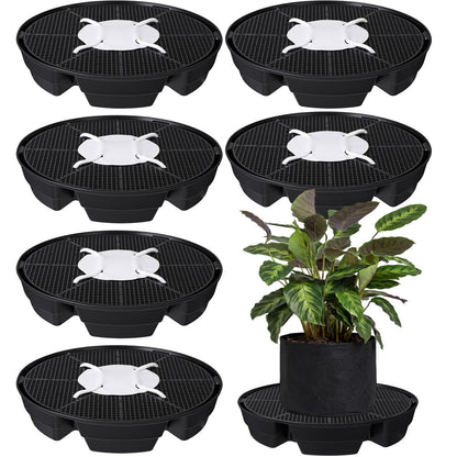 Geelin 6 Pcs Self-Watering Fabric Pot Base Auto-Irrigation System Plant Saucer for 5 Gallon Fabric Pots Auto Watering Plant Water Tray Self Watering System for Indoor Greenhouses Grow Tents Gardens