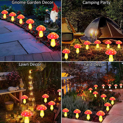 Windpnn 8-Pack Red Solar Mushroom Lamp, 8 Modes, Outdoor Waterproof, for Garden Decor, Christmas, Halloween, Yard, Lawn