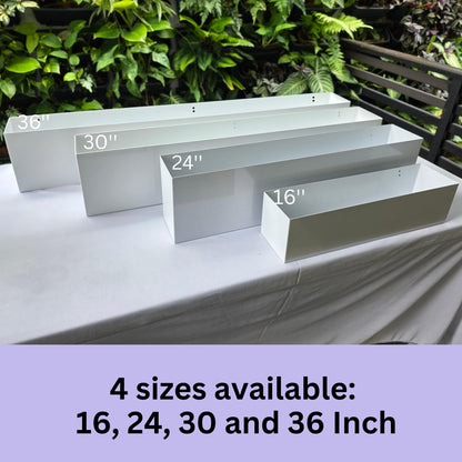 LaLaGreen Planter Boxes Outdoor (24 Inch, 2 Pack) White Metal Rectangular Railing Flower Box with Brackets, Deck Railings Planters Fence Balcony Patio Porch Plant Holder Modern Garden Decor Over Rail