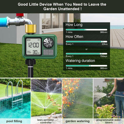XinFuture Water Timer for Outdoor Garden Hose, Sprinkler Timer for Garden Faucet with Auto/Manual/Rain Delay Mode, Sprinkler Irrigation Controller for Yard Lawn (1 Zones Brass Inlet & Outlet)