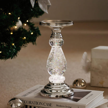 Candlestick Holders Music Water Lantern Candle Holder Home Decor for Fireplace Mantel Table Centerpieces Wedding Decor Dinner Party Festive Christmas Housewarming Gift (Silvery)