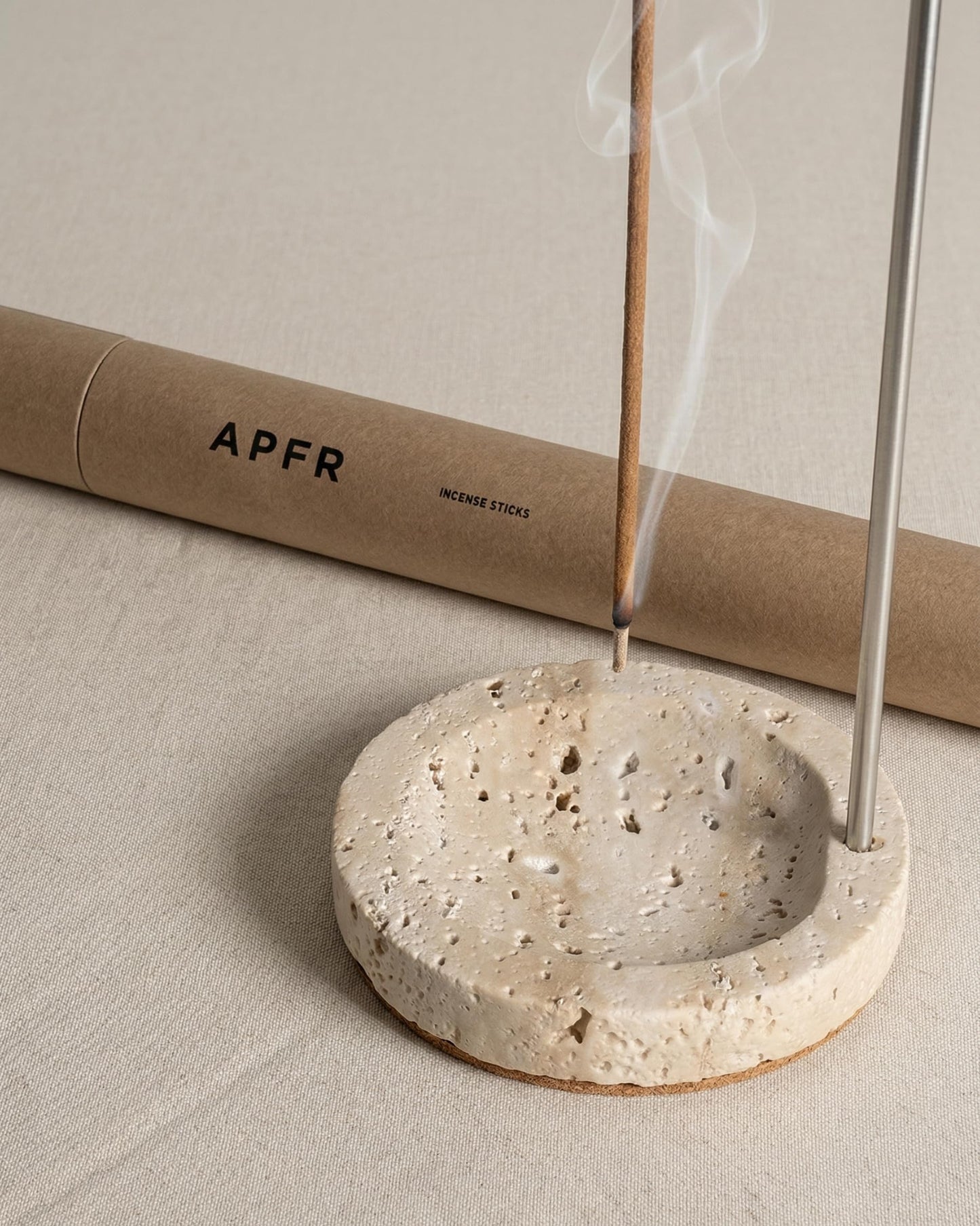 Astavostone Travertine Incense Holder for Sticks, 10.2" Upside Down Incense Burner with Aluminum Clip, Natural Stone Ash Catcher, Wabi Sabi Home Decor for Meditation, Yoga, Spa Room