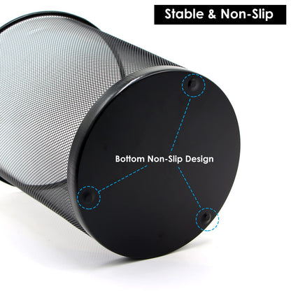 SHSYCER Black Mesh Trash Cans, 10-Pack 6 Gal Mesh Office Trash Can, Open Metal Wire Wastebaskets, Waste Basket Trash Can for Near Desk,Recycling Garbage Container Bin for Office,Home,School