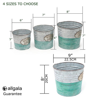 allgala Galvanized Planter Pot Indoor and Outdoor Decoration-8"-HD60072