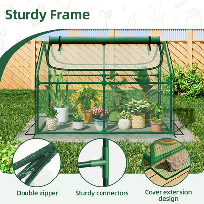 Superlele Mini Greenhouse for Outdoor, 48x24x36In Portable Greenhouse with 2 Large Zipper Doors, Reinforced Green PE Mesh Cover for Plant Protection and Spring Gardening, Steady Steel Frame