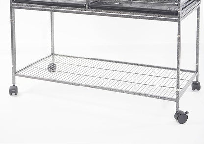 1F/2F/3F Stackable Center Divided Breeder Breeding Bird Flight Double Rolling Cage for Aviaries Canaries Cockatiels Lovebirds Finches Budgies Small Parrots. (Black Vein, 1F)