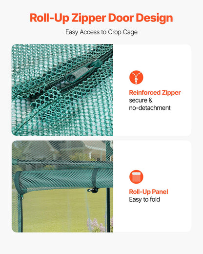 VEVOR Crop Cage, 5.9 x 2.98 x 4.9 ft Plant Protection Tent with Zippered Door, Wind-Resistant Tall Crop Cage, Easy to Install, Outdoor Raised Bed Cover with Frame, Plant Netting for Garden Patio Lawn