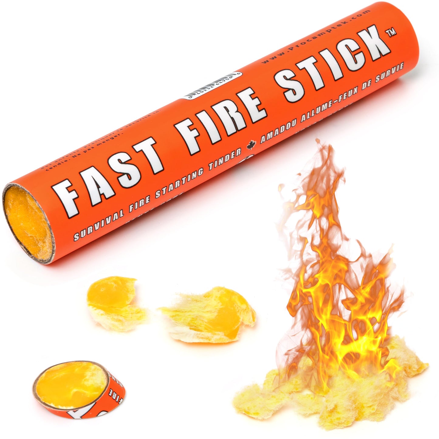 Procamptek Fast Fire Stick - Survival Fire Starting Tinder, New Fat Rope Stick Version, Best Firestarter for Emergency, Survival, Campfire, Bushcraft, and Hiking - Waterproof & Non-Toxic