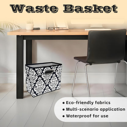 Fozxsvg Black 4.5 Gallon Fabric Trash Can, Waterproof Cute Waste Basket, Decorative Trash Bin for Bedroom, Office, Living Room, Kitchen