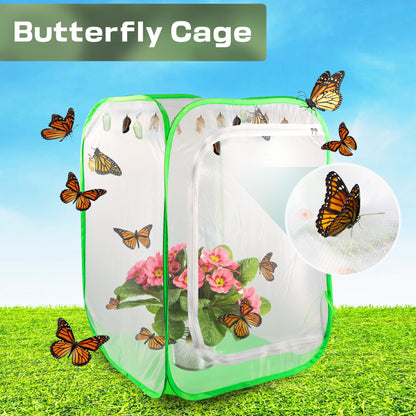 Mesh Plant Tent Enclosure, Pop-Up Cage Plant Cover, Outdoor Garden Protection Guard for Pests, Bird, Pest (16 x 16 x 24 Inches)