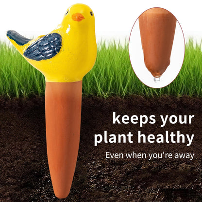 4 Pack Self Watering Bird Shaped Globes, Terracotta Vacation Planters Devices with Slow Release Automatic Watering Spikes, Plant Watering Pots for Indoor and Outdoor Potted Plant