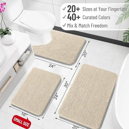 OLANLY Bathroom Runner Rugs 47x17, Extra Soft Absorbent Chenille Bath Rugs, Rubber Backing Quick Dry, Machine Washable Long Bath Mats for Bathroom Floor, Tub and Shower, Home Decor Accessories, Sand