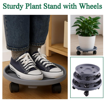 Tulpeed Rolling Plant Stand with Wheels 5 Pack 13 Inch Plant Caddy with Wheels Heavy Duty Plant Dolly Roller Base with Wheels Round Flower Pot Rack Holder Planter Trolley Tray, Grey