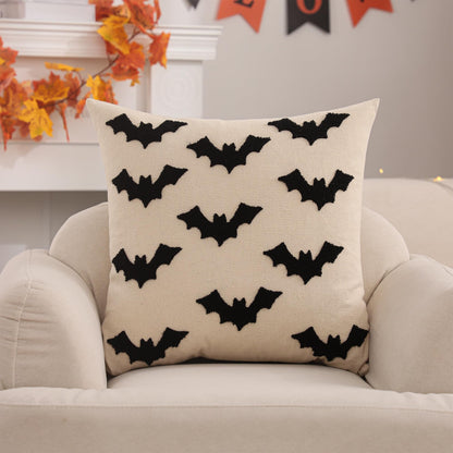 Tosleo Halloween Throw Pillow Covers 20x20 inch Set of 2 Black 3D Bats Embroidery Pillow Cases Thanksgiving Holiday Cushions Covers Home Party Fall Decor Pillowcases Cushion Covers for Sofa Bed Couch
