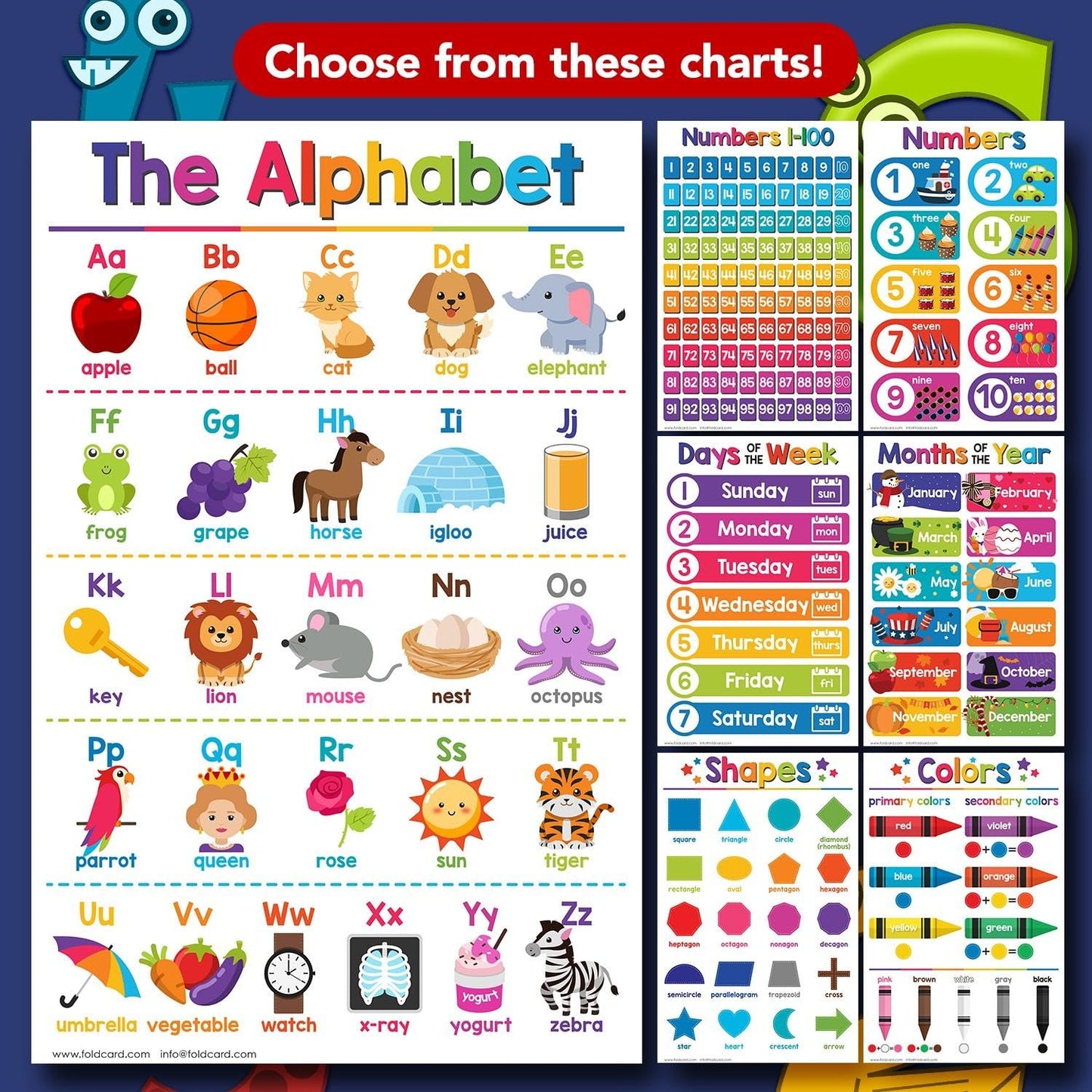 Solar System Science Educational Charts for Preschool to Gradeschool – Colorful Visual / Learning Aid Poster for Classroom or Homeschool | Printed on Glossy Durable Cardstock | 11" x 17" | 5 per Pack