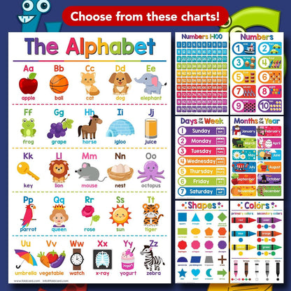 Time Educational Charts for Preschool to Gradeschool – Bright and Colorful Visual/Learning Aid Wall Art Poster for Classroom or Home | Printed on Glossy Durable Cardstock | 11" x 17" | 5 per Pack