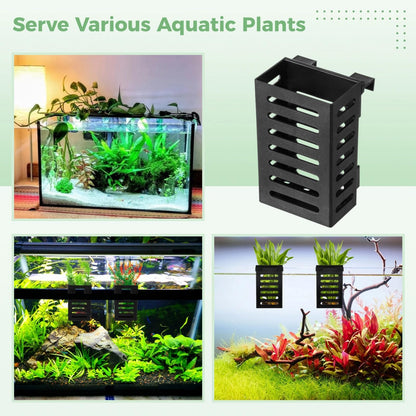 Lnrueg 10PCS Aquarium Plant Holder with Hooks, Hanging Rimmed Tank Plant Pot Aquarium Planters Cups, Upgraded Aquatic Planter Cups for Fish Tank Aquaponic Planter and Aquascape Decorations (10)