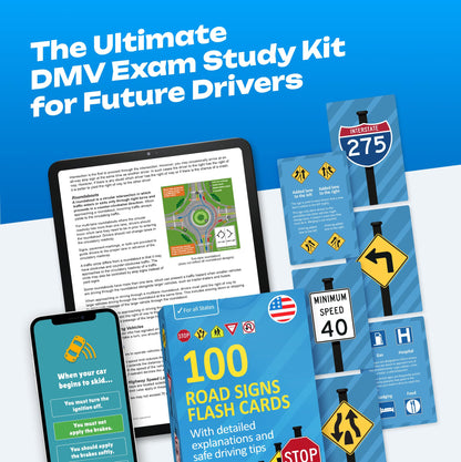Road Signs Flash Cards with Detailed Explanations and Safe Driving Tips - Stocking Stuffers for Teens, Teen Boy Gifts, Gifts for Teen Boys, Teenage Boy Gift - Educational Gift