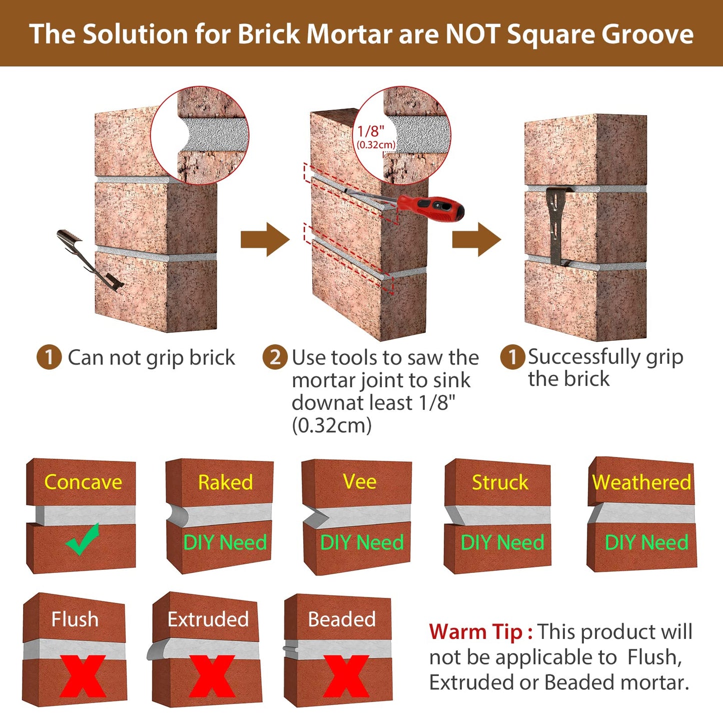 Booda Brand Brick Hook Clips (12 PCS) for Hanging Outdoors, Brick Hangers Fit Standard Size Brick 2-1/4" to 2-3/8" in Height, Heavy-Duty Brick Siding Clips Wall Hangers for Hanging No Drill and Nails