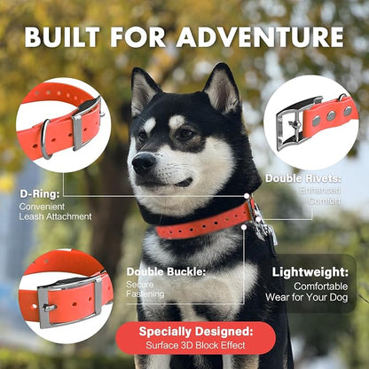 4.2FT Dog Collar and Leash Set, PVC Waterproof Adjustable Odor Proof Pet Collars Leashes, Easy to Clean, Surface 3D Cube Effect, Dog Leash for Small Dogs, Orange