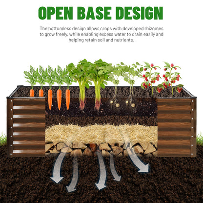 SnugNiture 2-Pack 6x2x2FT Galvanized Raised Garden Bed Kit, Metal Planter Box for Planting Plants Vegetables, Brown
