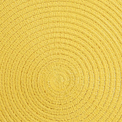 SHACOS Round Braided Placemats Set of 4 Washable Kitchen Table Place Mats Doilies Table Mats for Home Wedding Party Dining Table Decor (Yellow, 4)