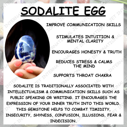 Jet Sodalite Gemstone Egg 2 Inch – Natural Crystal Decorative Stone for Home Décor, Meditation & Collection