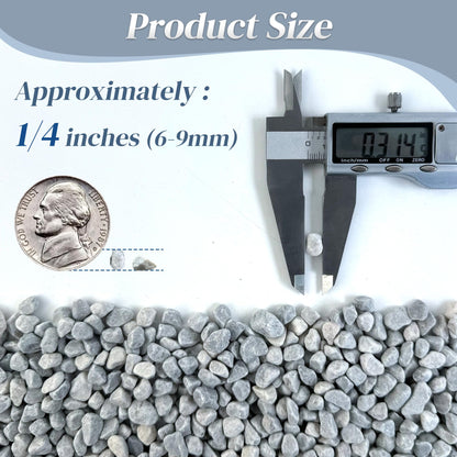 Quibbay 45LB Succulent Rocks, 1/4 Inch Polished Pebbles for Indoor Plants, Decorative River Rocks for Vases, Aquariums, Terrarium, Pea Gravel for Fish Tank, Drainage Rocks for Potted Plants, Grey
