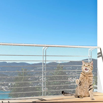 Shappy Balcony Net for Pets 16.5 ft x 2.5 ft Anti Fall Cat Dogs Netting Balcony Mesh Fence Net Screen Protection Crib Mesh for Pets Patios Stairway Clear Stair Banister Guard Apartment(White)