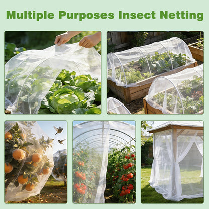 Garden Netting Pest Barrier, 10 X 50FT Insect Netting for Garden Raised Beds, Garden Mesh Netting Bug Netting Row Cover for Vegetables, Fruit Trees, Blueberry Bushes