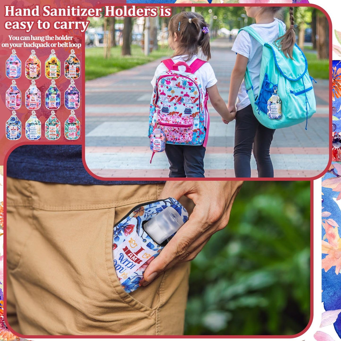 Kenning 24 Pcs Christian Hand Sanitizer Keychain Holders Travel Size Religious Gift for Christmas Women Employee Appreciation(Bible)
