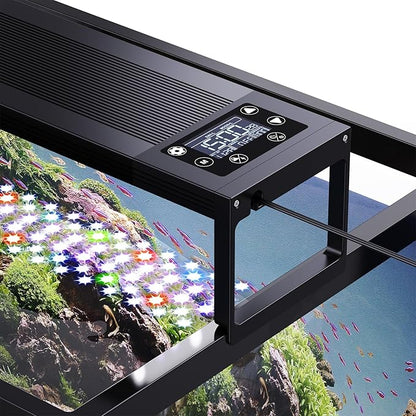 SEAOURA 24/7 LED Aquarium Light for 48-54 Inch Fish Tank, Fish Tank Light for Plants, Auto On Off with Timer, 9 Colors, Adjustable Brightness, Daylight & Moonlight, DIY and Nature Weather Mode