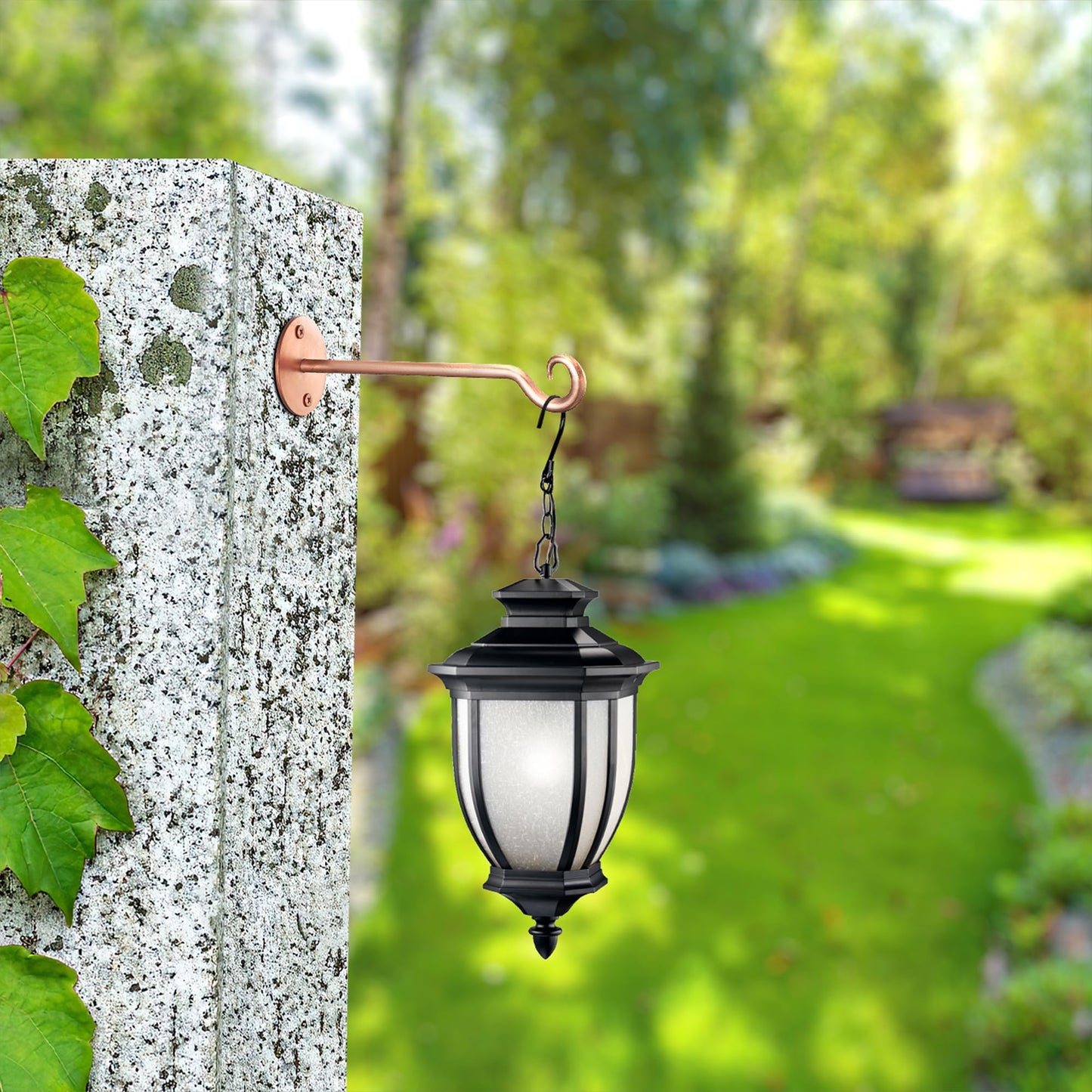 Monarch Abode Plant Hangers – Wall Mount Plant Hooks for Hanging Baskets, 7.5 Inch Metal Brushed Copper Fence Wall Plants Hanger for Outdoor Indoor, Flower Pot, Bird Feeder, Wind Chime Bracket, 2 Pack