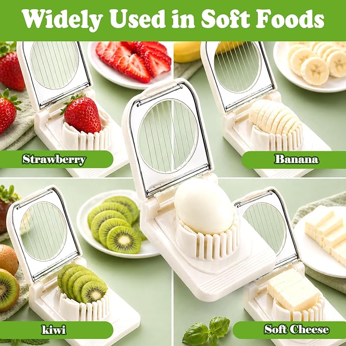 FANTEXY Egg Slicer - Eggs Cutter with Stainless Steel Wires, Easy to Clean And Store Slice Cutter, Multipurpose Boiled Eggs Slicer for Strawberries, Bananas, Soft Cheese，Kiwi